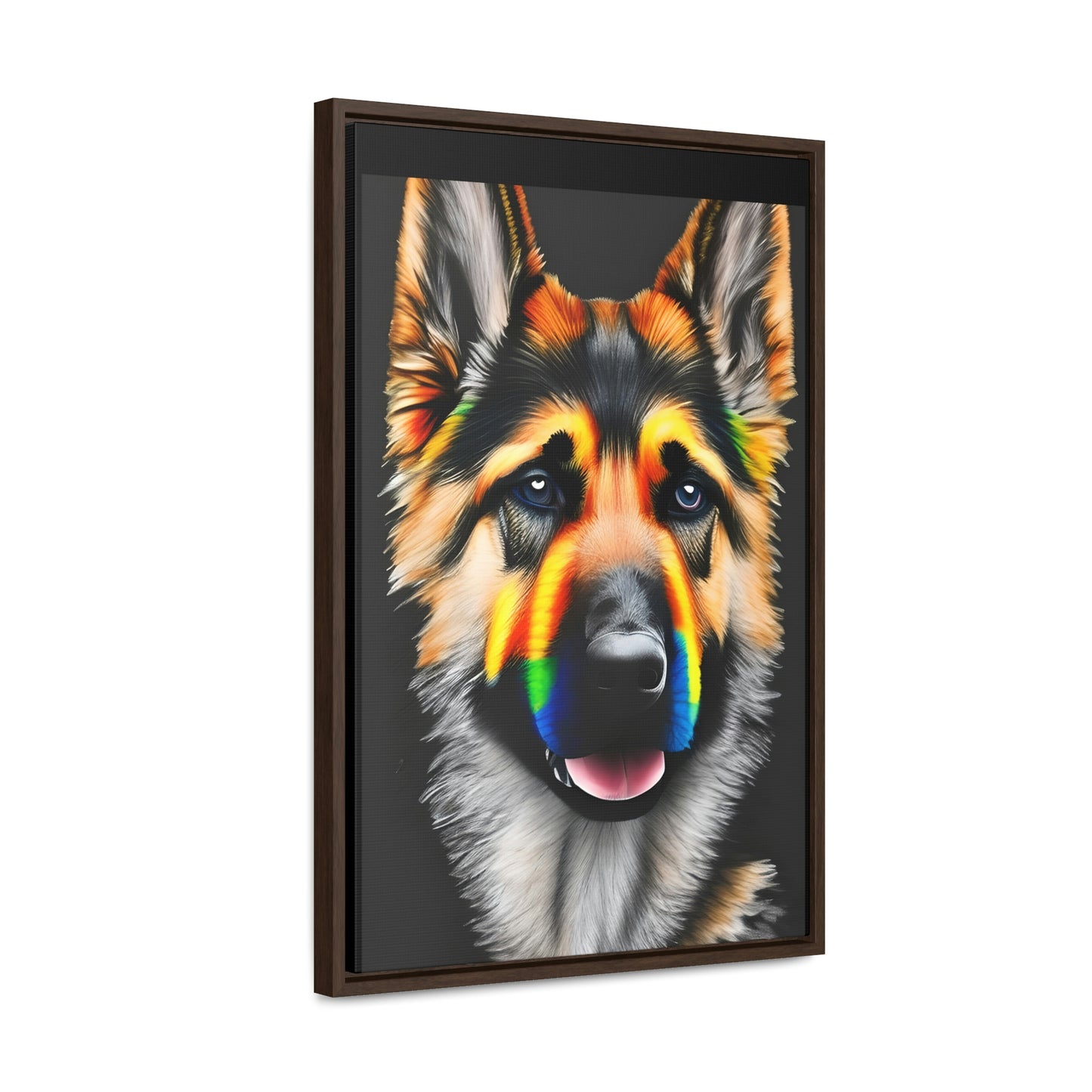 Vibrant German Shepherd Canvas Wall Art - Add Colorful Canine Charm to Your Home, Vertical Frame