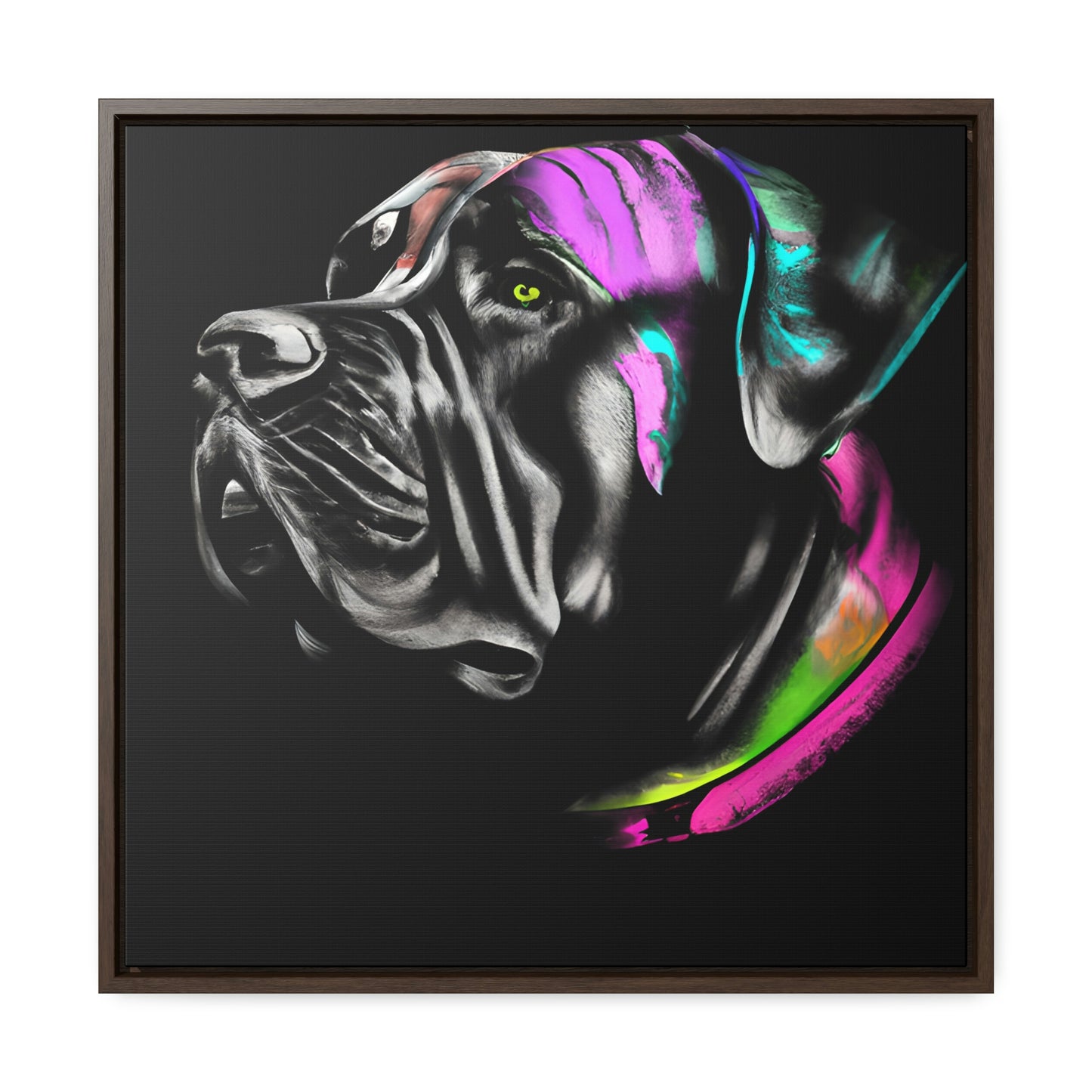 Vibrant Cane Corso Canvas Art: Colorful Canine Masterpiece, Square Frame