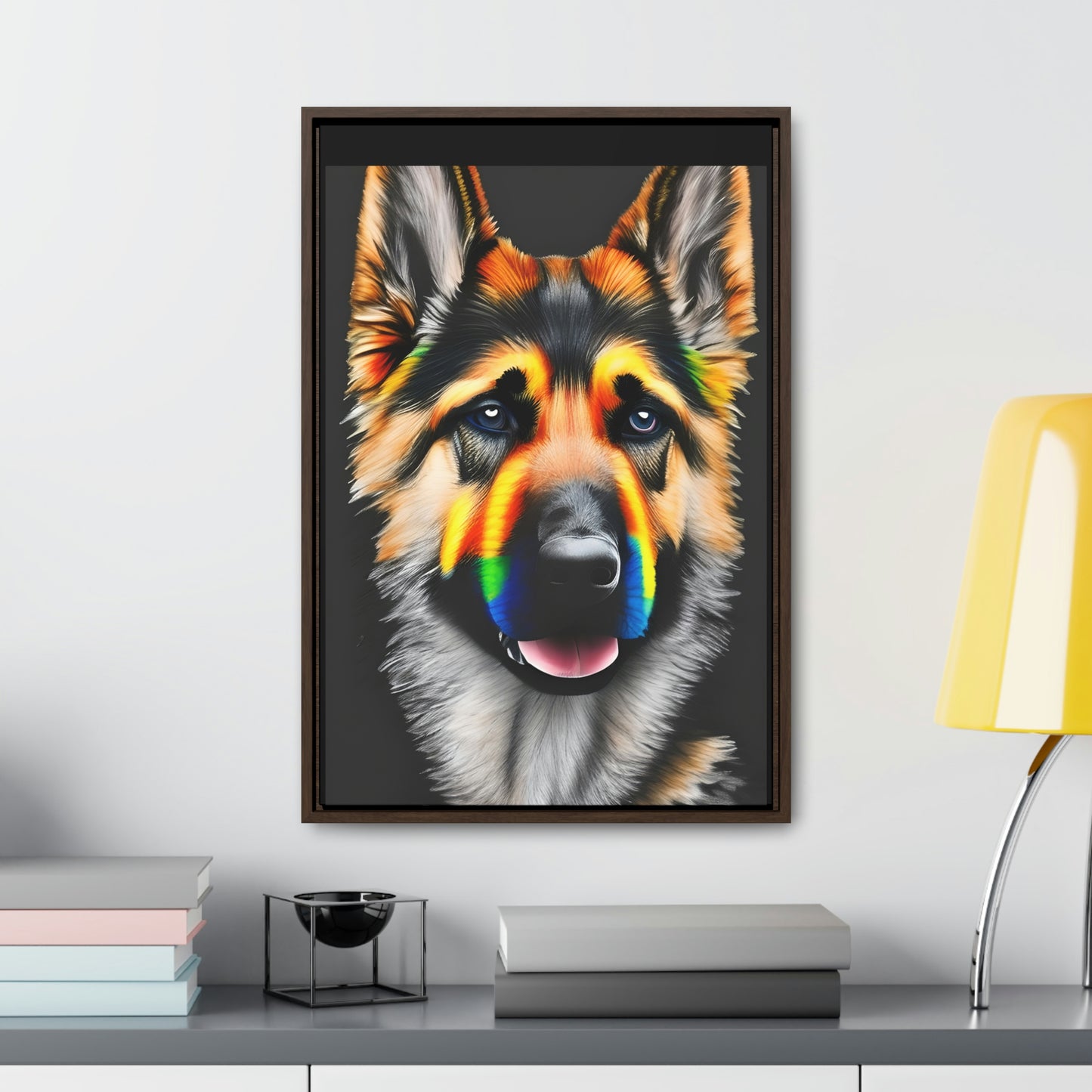 Vibrant German Shepherd Canvas Wall Art - Add Colorful Canine Charm to Your Home, Vertical Frame