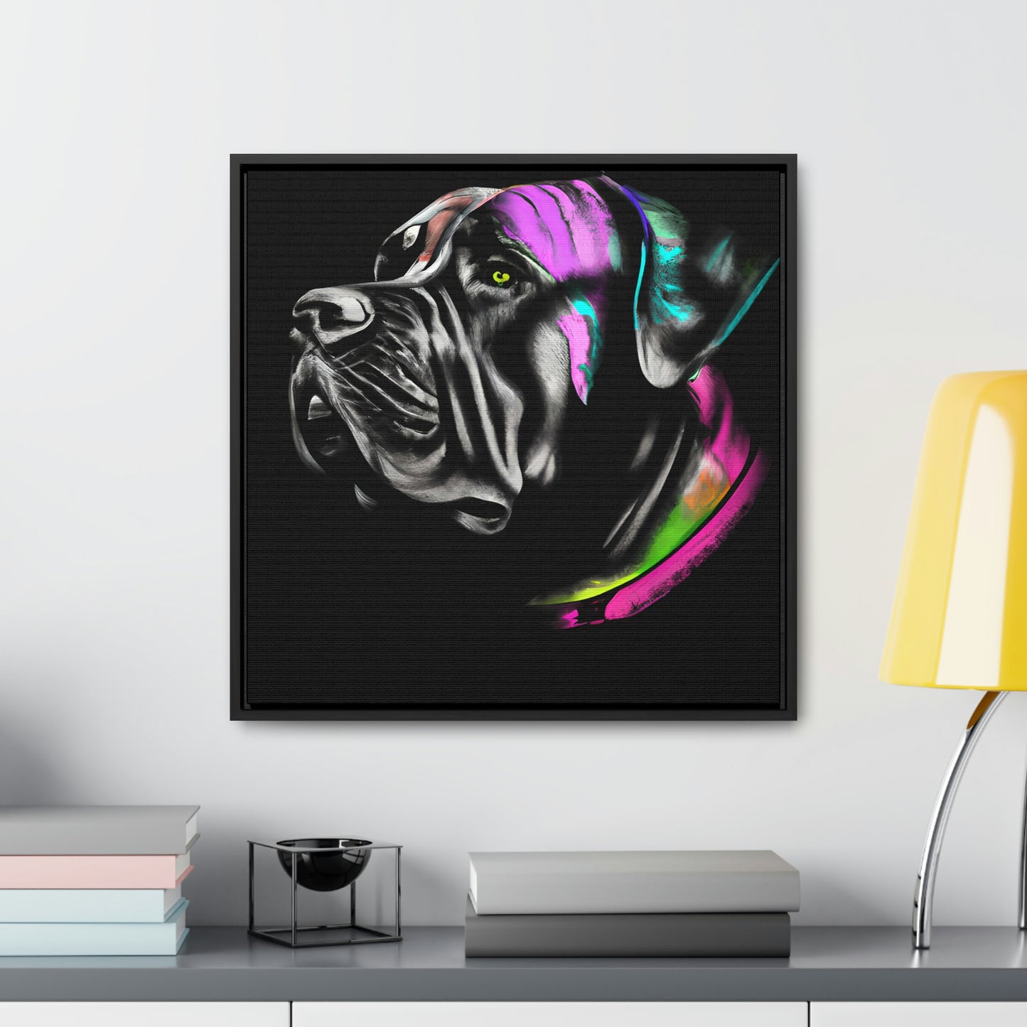 Vibrant Cane Corso Canvas Art: Colorful Canine Masterpiece, Square Frame