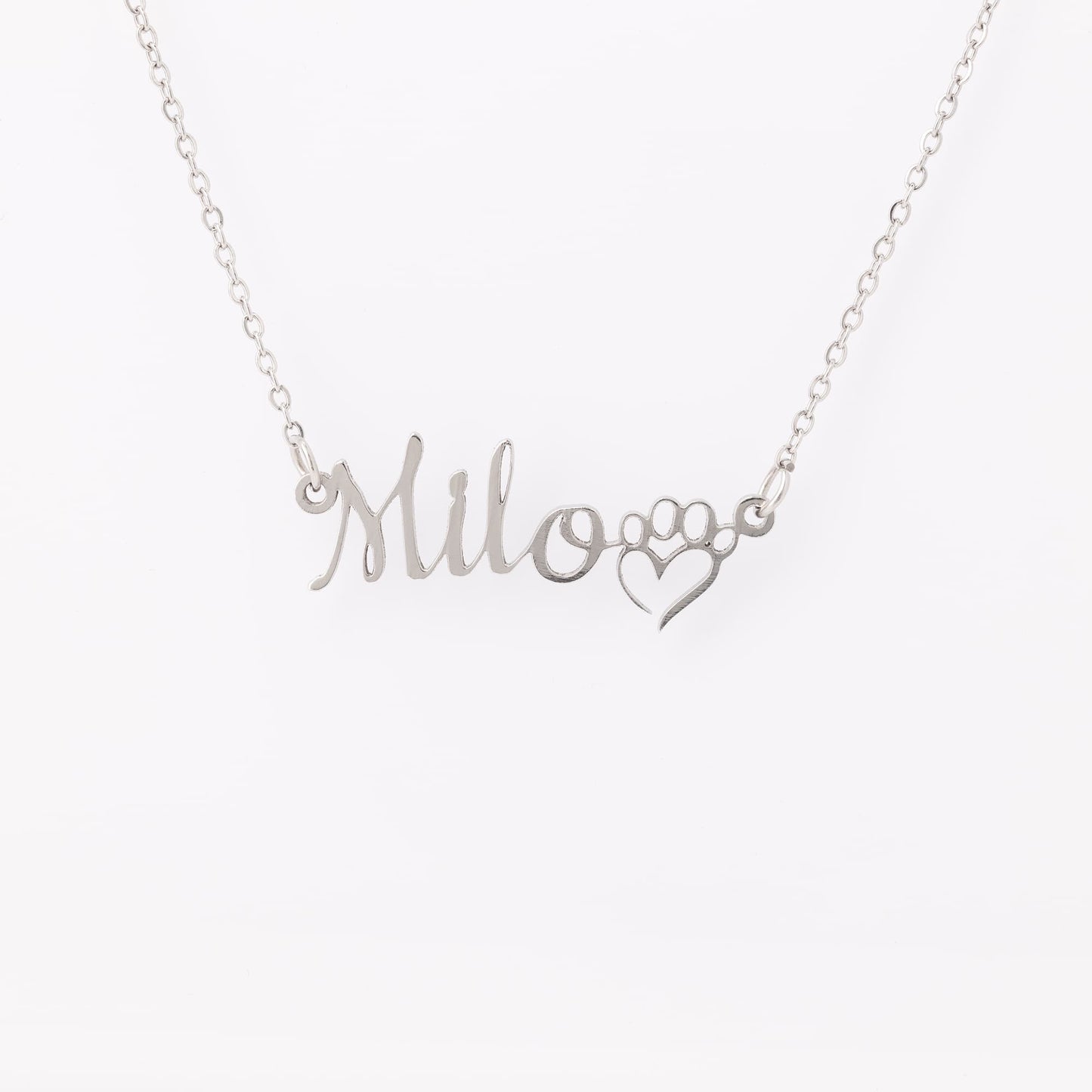 Dog Name with Paw necklace