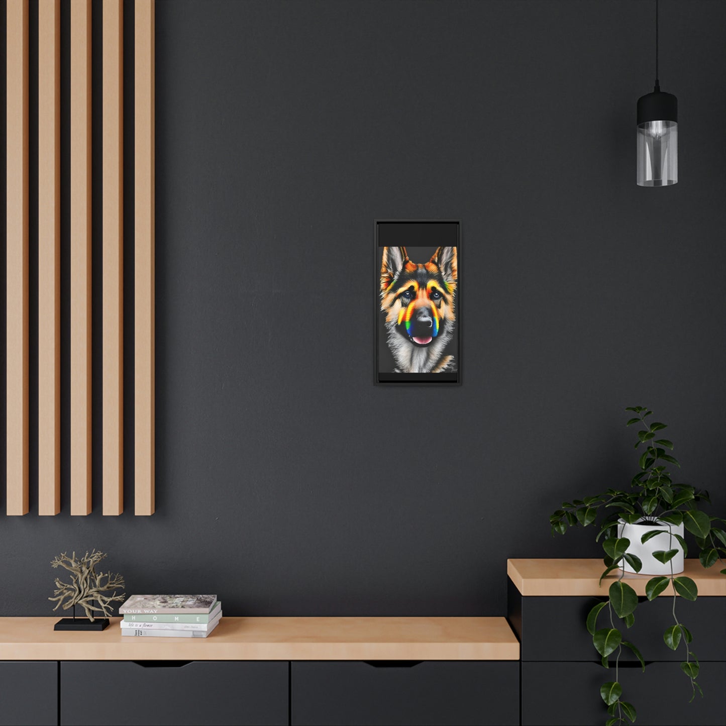 Vibrant German Shepherd Canvas Wall Art - Add Colorful Canine Charm to Your Home, Vertical Frame