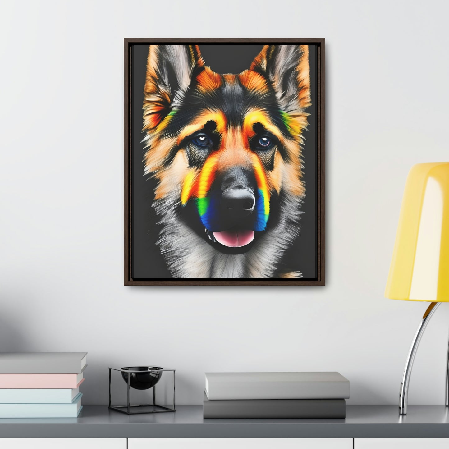 Vibrant German Shepherd Canvas Wall Art - Add Colorful Canine Charm to Your Home, Vertical Frame