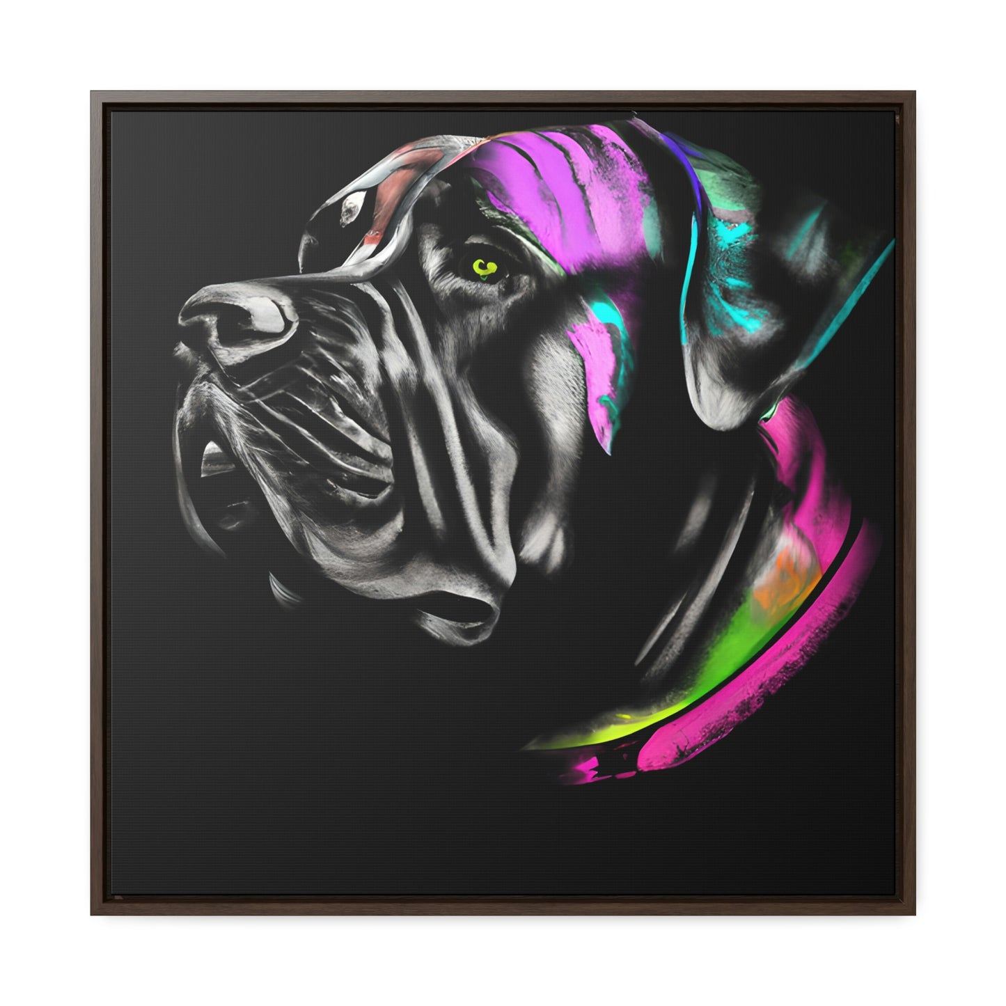 Vibrant Cane Corso Canvas Art: Colorful Canine Masterpiece, Square Frame