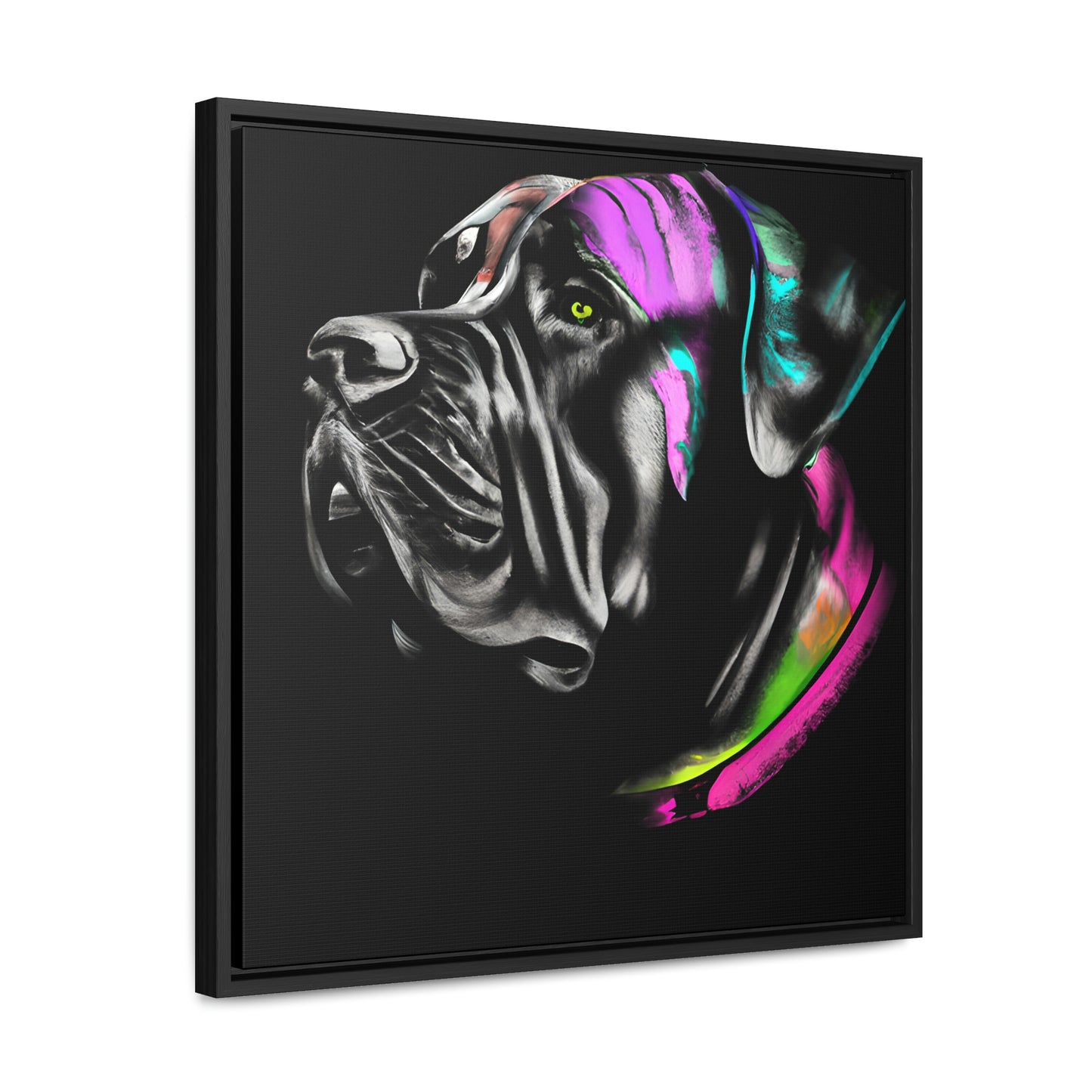 Vibrant Cane Corso Canvas Art: Colorful Canine Masterpiece, Square Frame