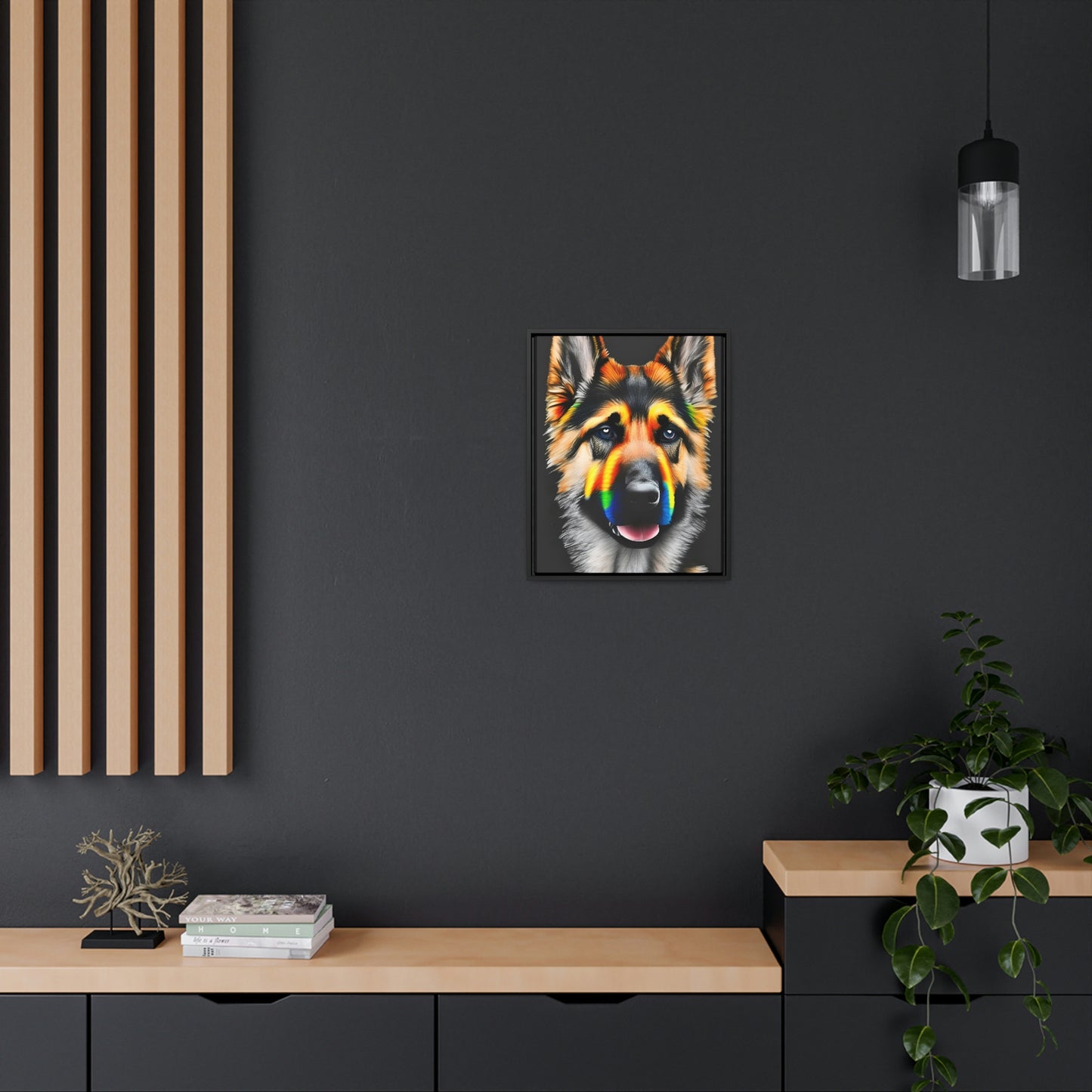 Vibrant German Shepherd Canvas Wall Art - Add Colorful Canine Charm to Your Home, Vertical Frame