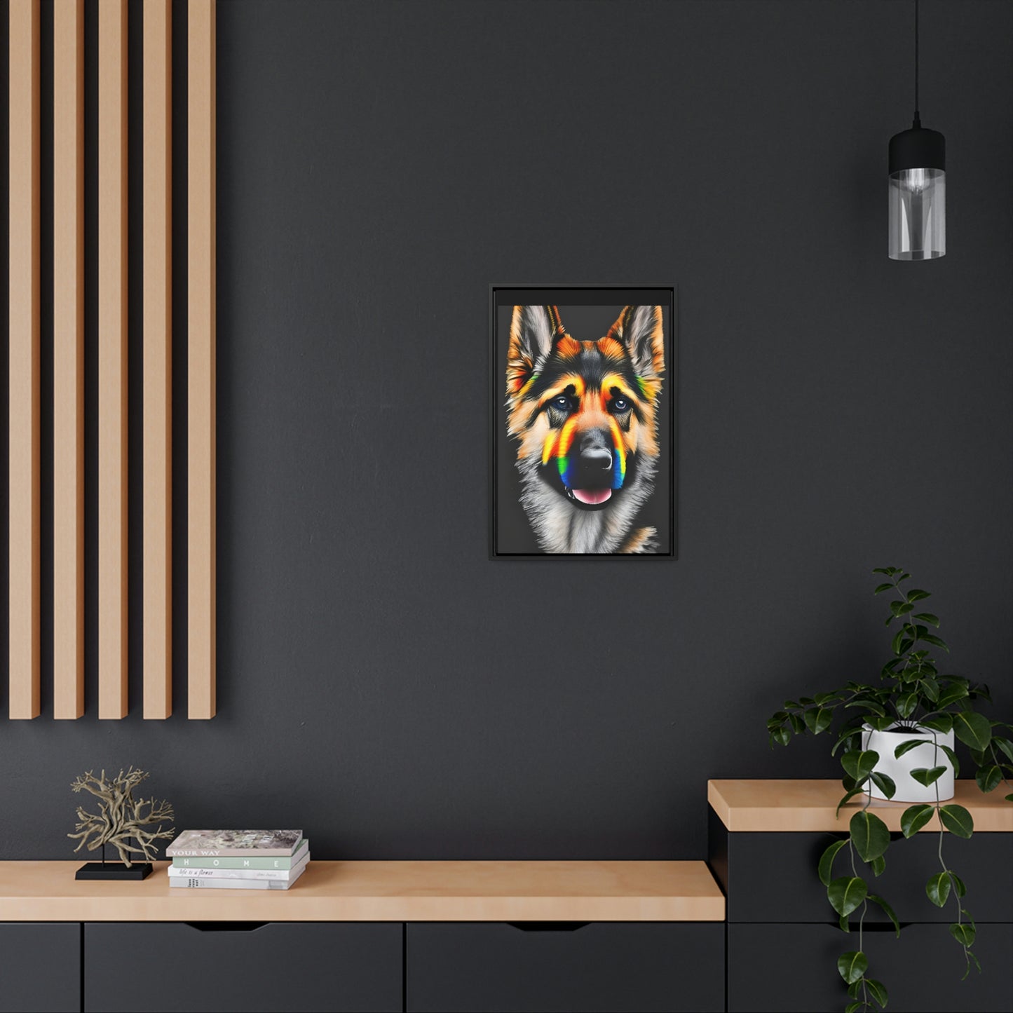 Vibrant German Shepherd Canvas Wall Art - Add Colorful Canine Charm to Your Home, Vertical Frame