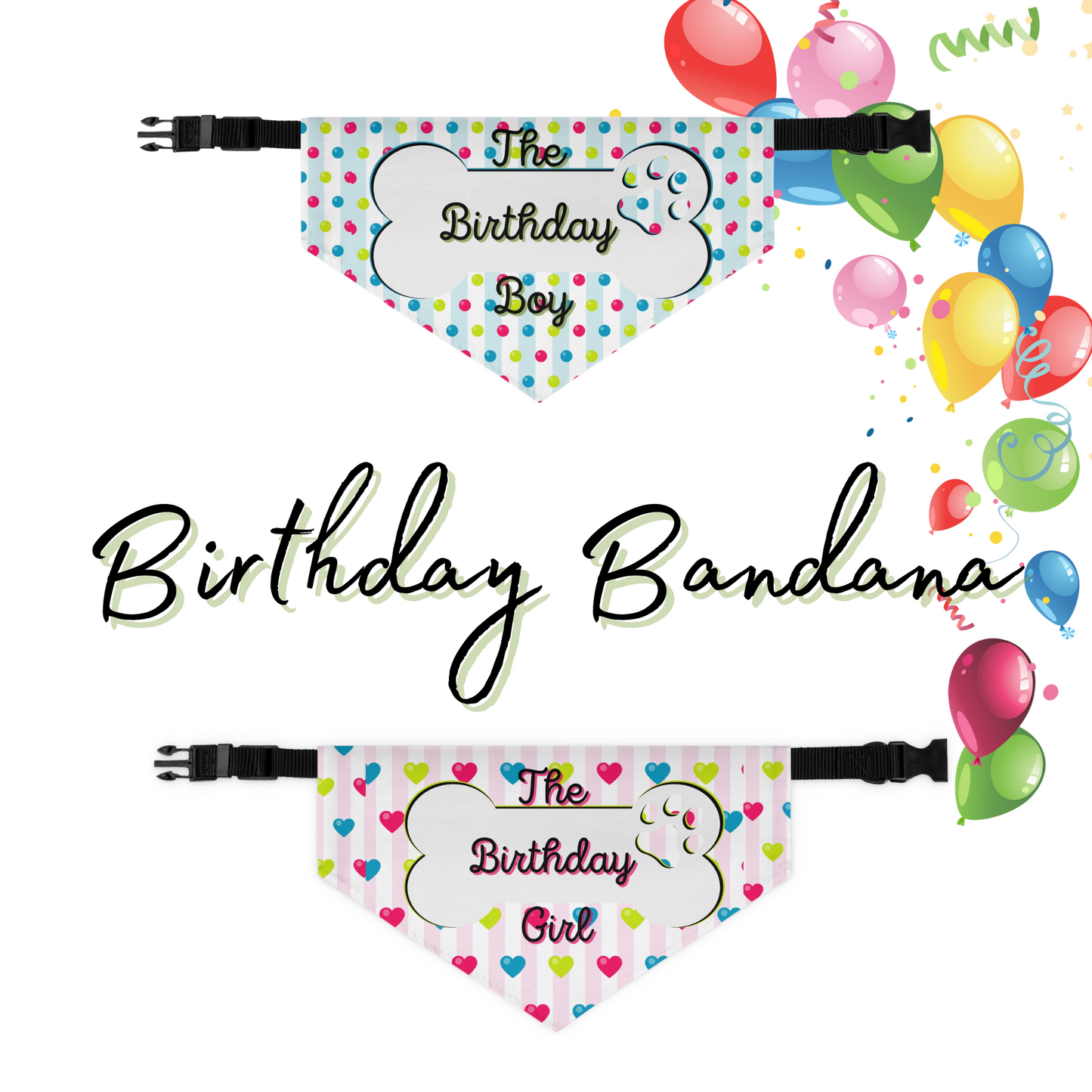 Birthday Dog Bandana, Over the Collar Dog scarf