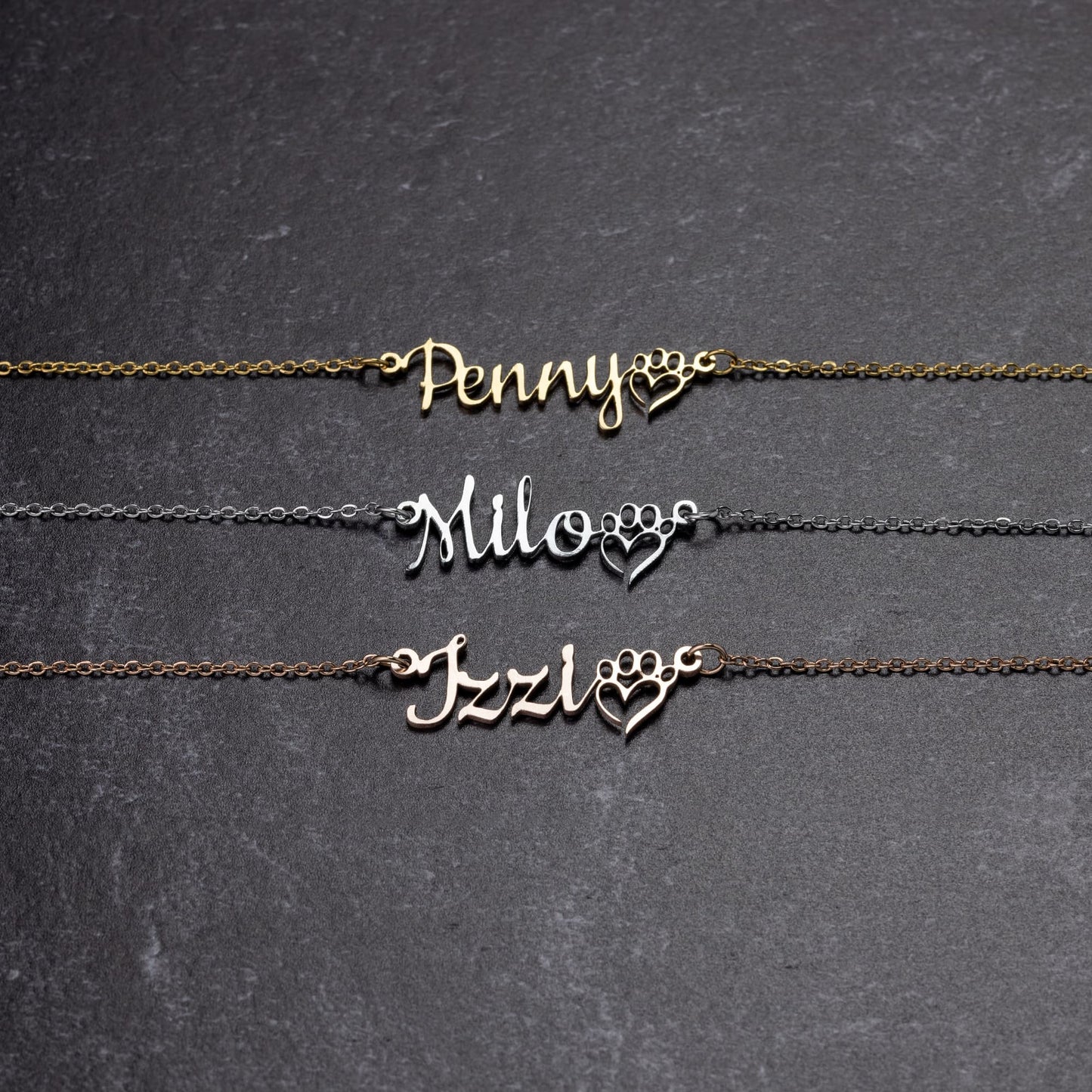 Dog Name with Paw necklace