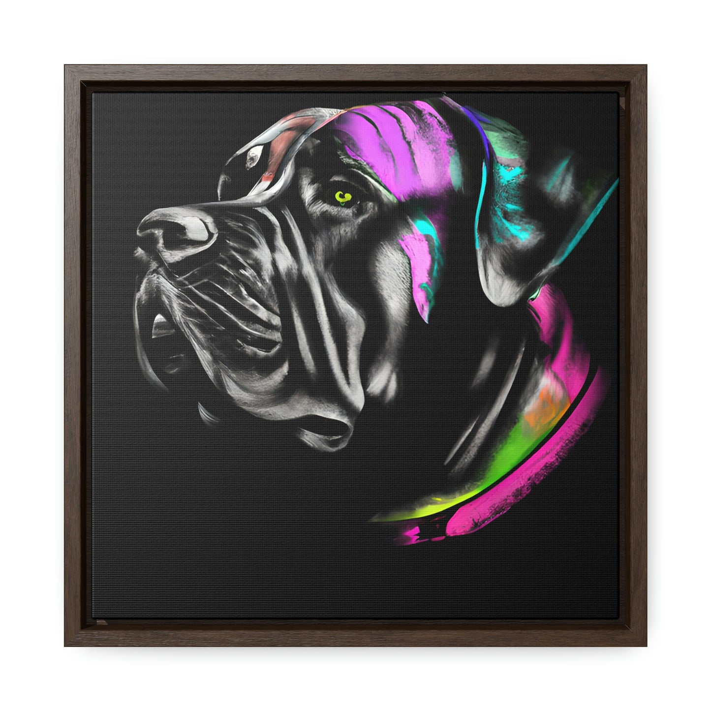 Vibrant Cane Corso Canvas Art: Colorful Canine Masterpiece, Square Frame