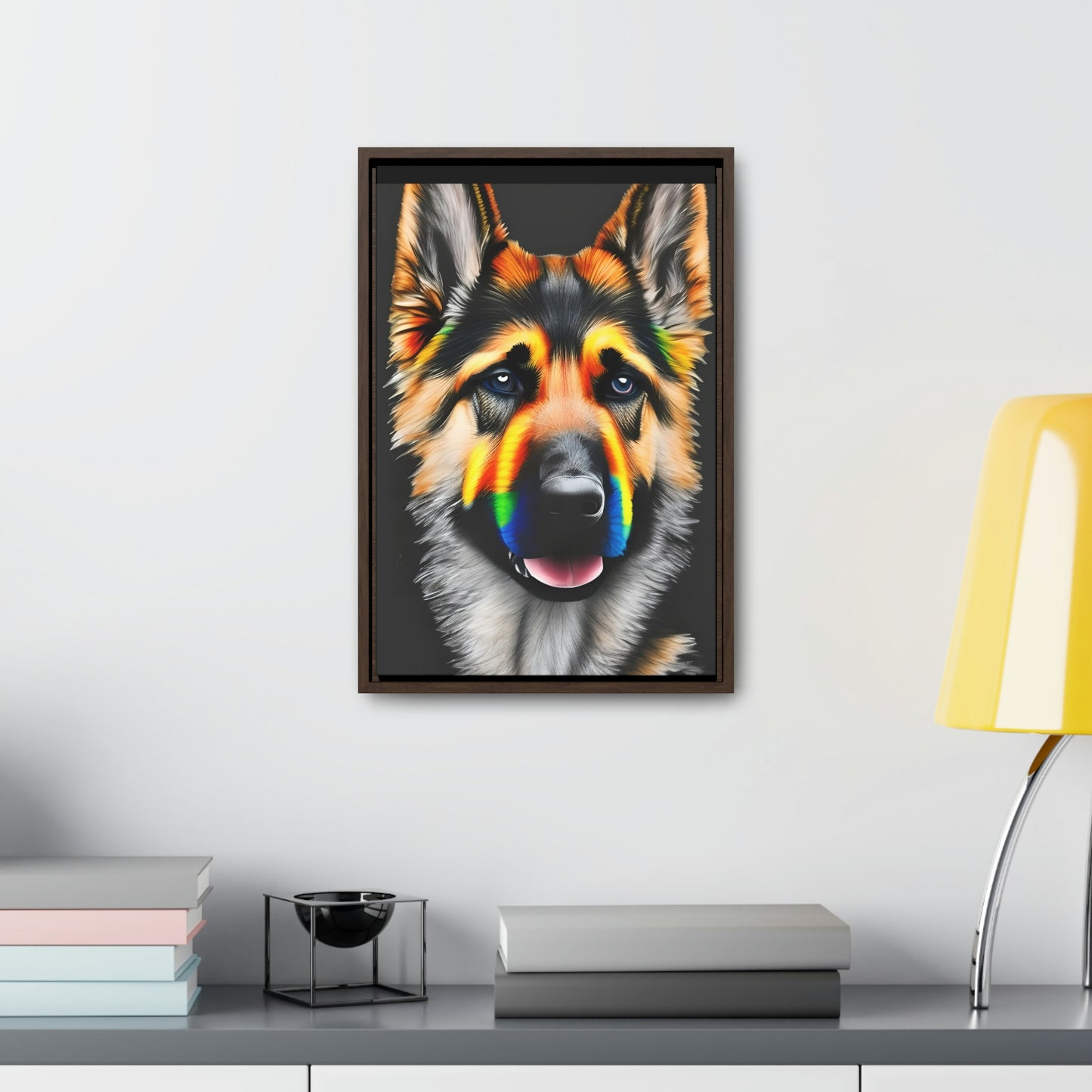 Vibrant German Shepherd Canvas Wall Art - Add Colorful Canine Charm to Your Home, Vertical Frame