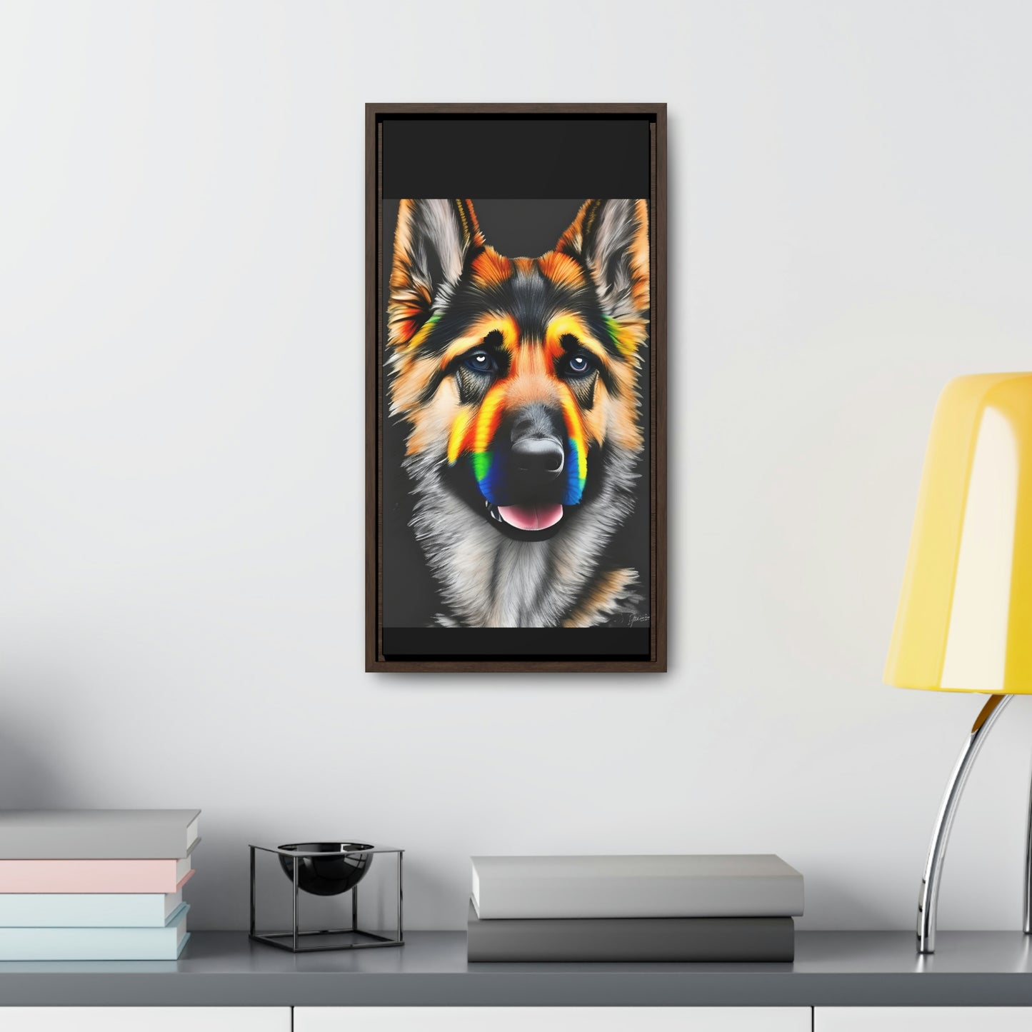 Vibrant German Shepherd Canvas Wall Art - Add Colorful Canine Charm to Your Home, Vertical Frame