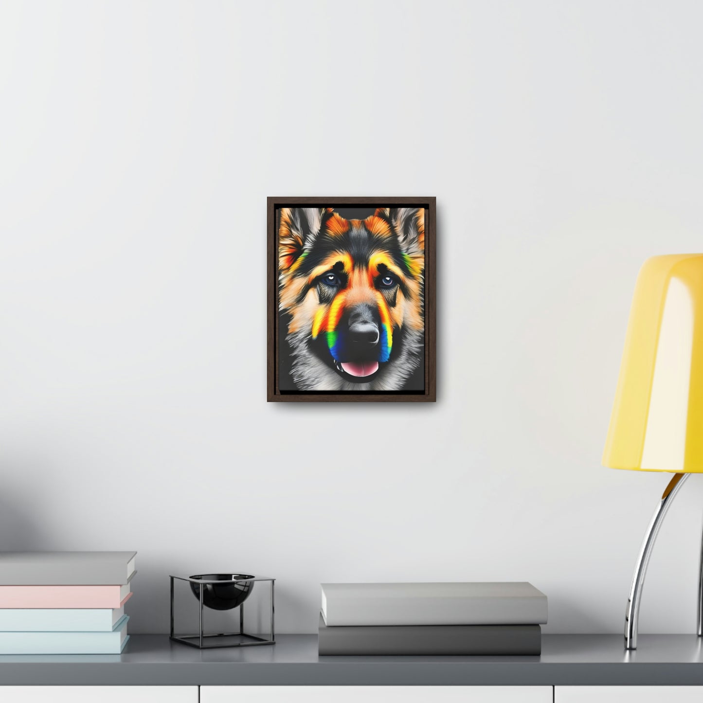 Vibrant German Shepherd Canvas Wall Art - Add Colorful Canine Charm to Your Home, Vertical Frame