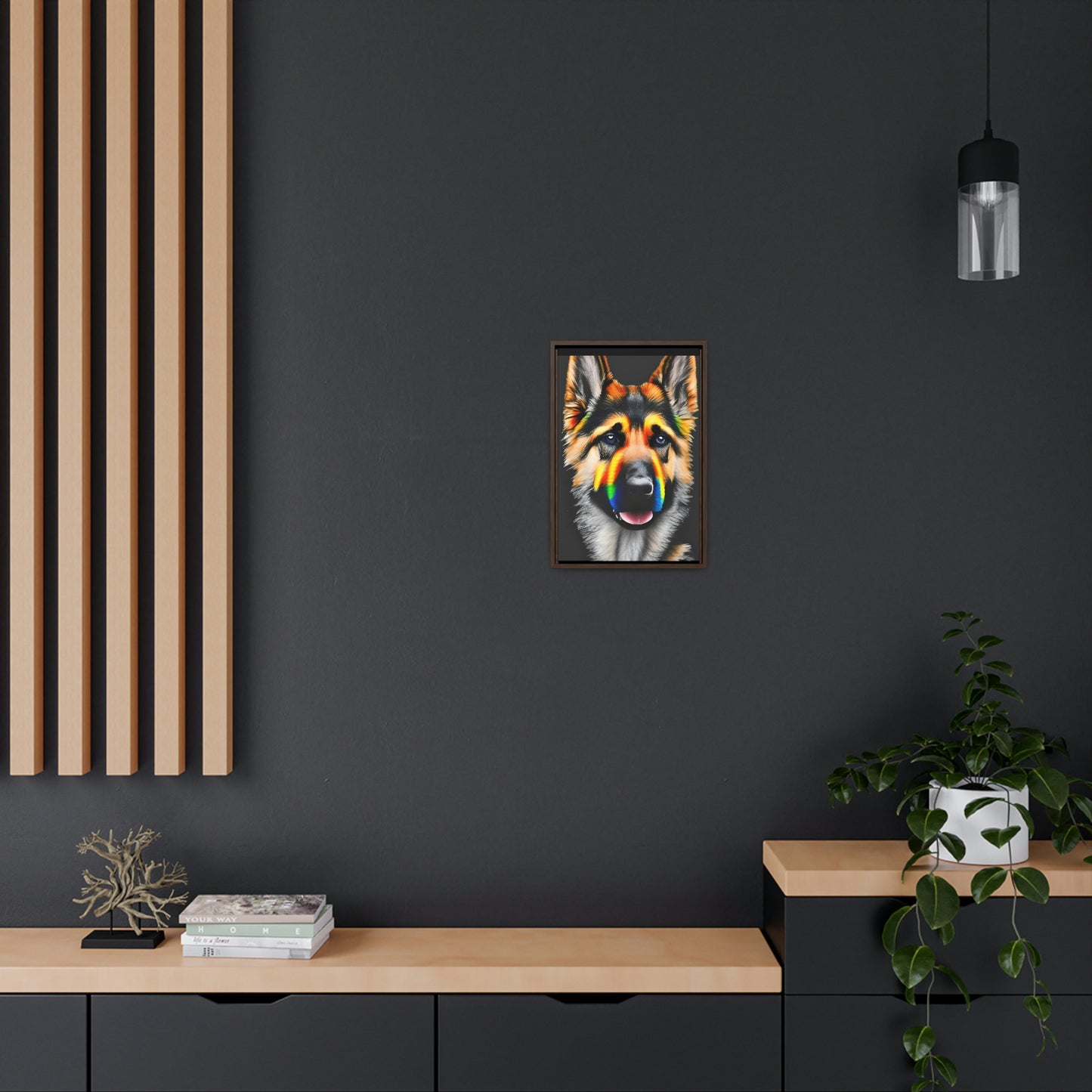 Vibrant German Shepherd Canvas Wall Art - Add Colorful Canine Charm to Your Home, Vertical Frame