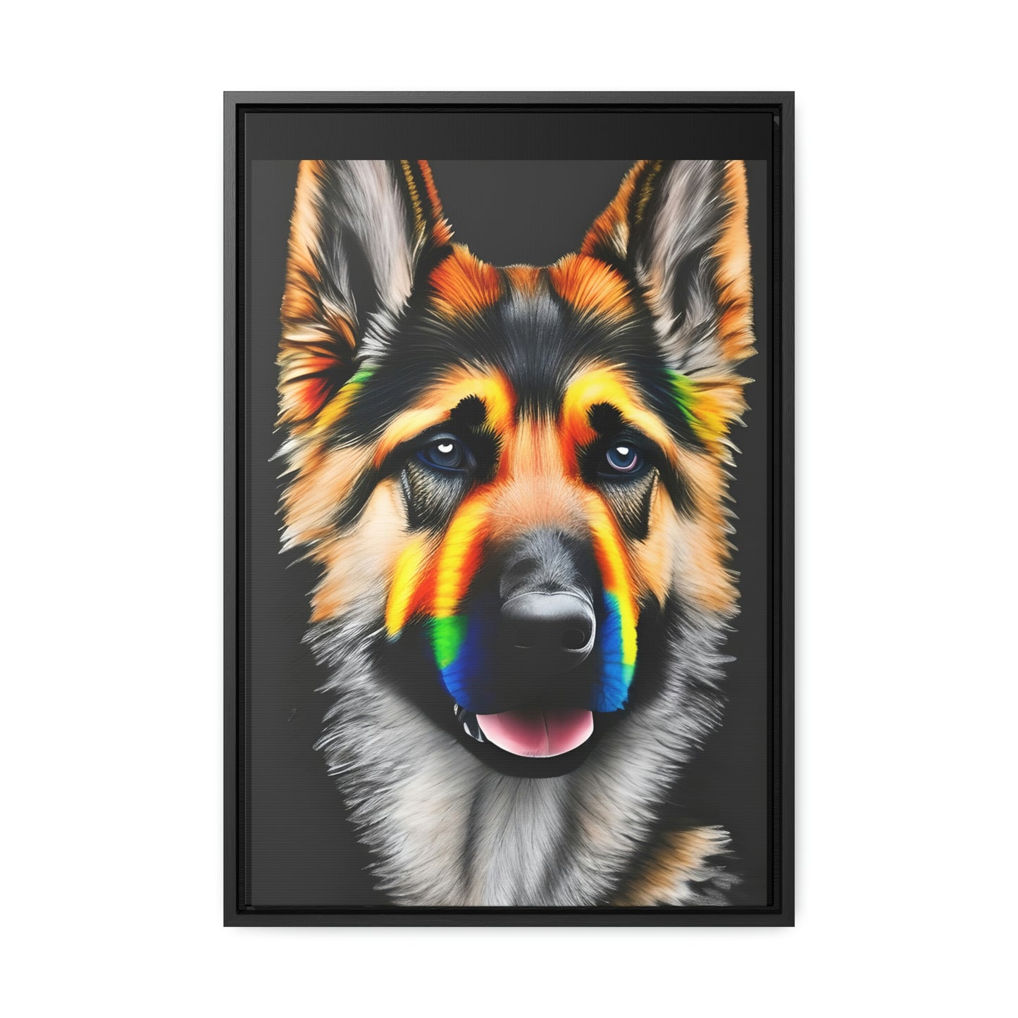 Vibrant German Shepherd Canvas Wall Art - Add Colorful Canine Charm to Your Home, Vertical Frame